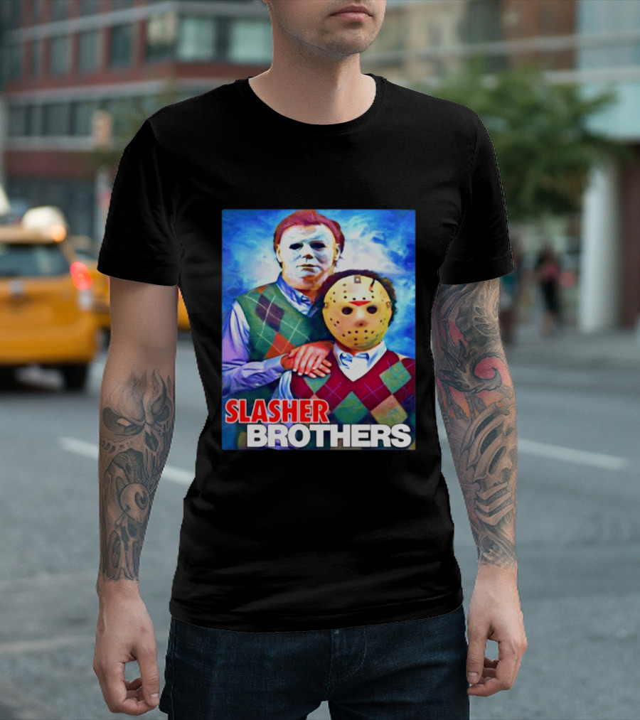 Slasher Brothers Michael Myers Jason Voorhees Halloween Meme 2026 T-Shirt