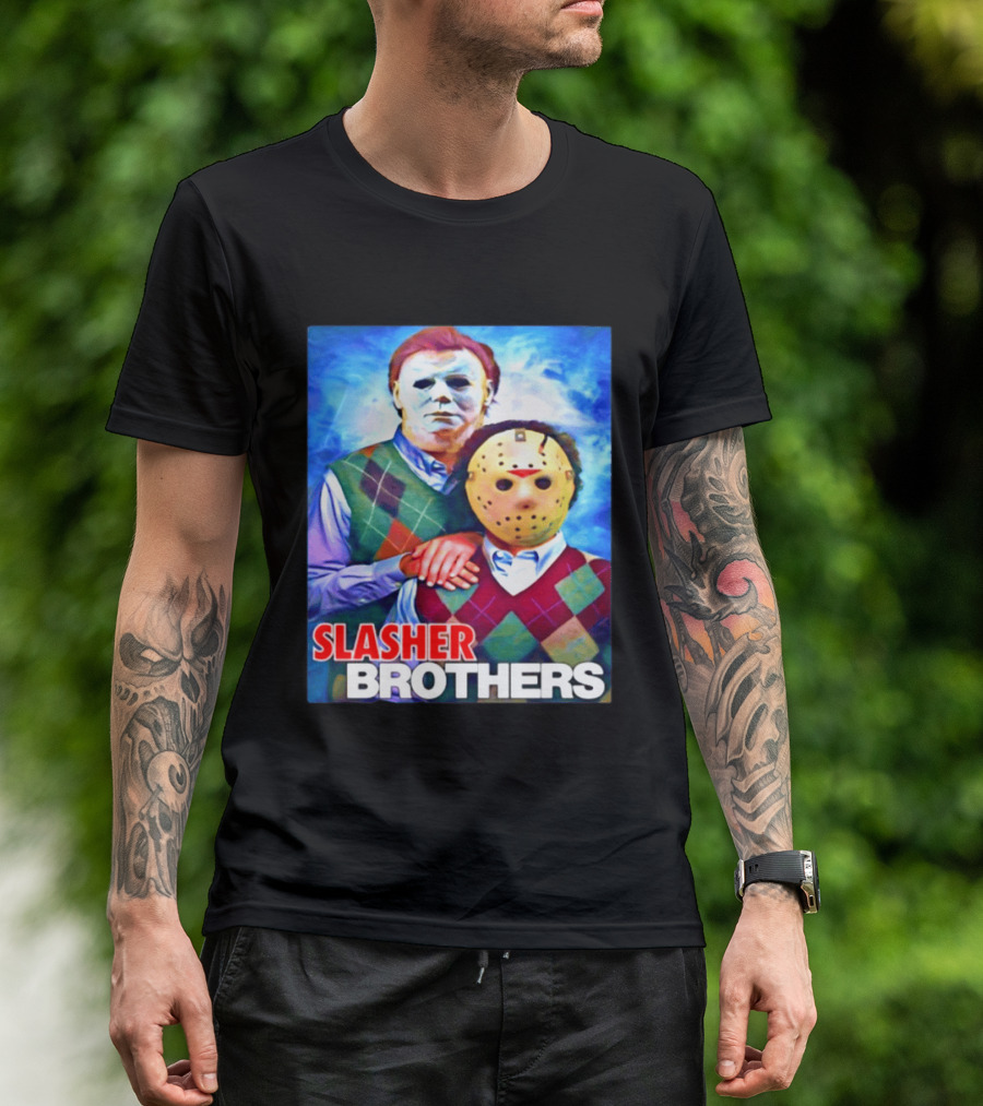Slasher Brothers Michael Myers Jason Voorhees Halloween Meme 2026 T-Shirt