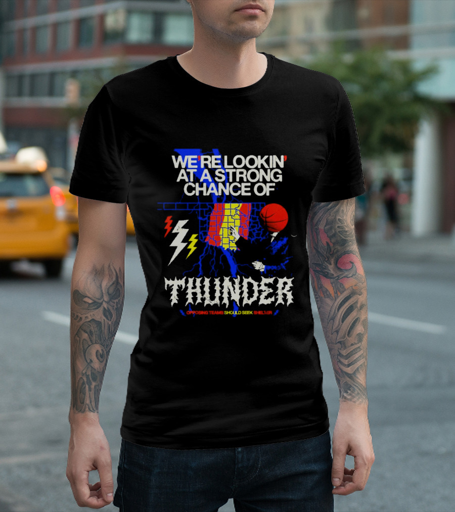 We're Lookin' At A Strong Chance Of Thunder Oklahoma Weather Map T-Shirt