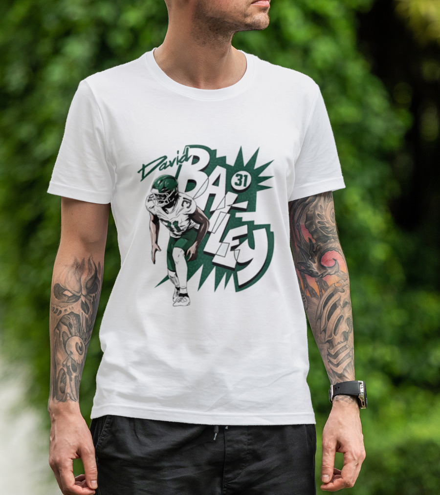 David Bailey 31 New York Jets Football Player Comic T-Shirt