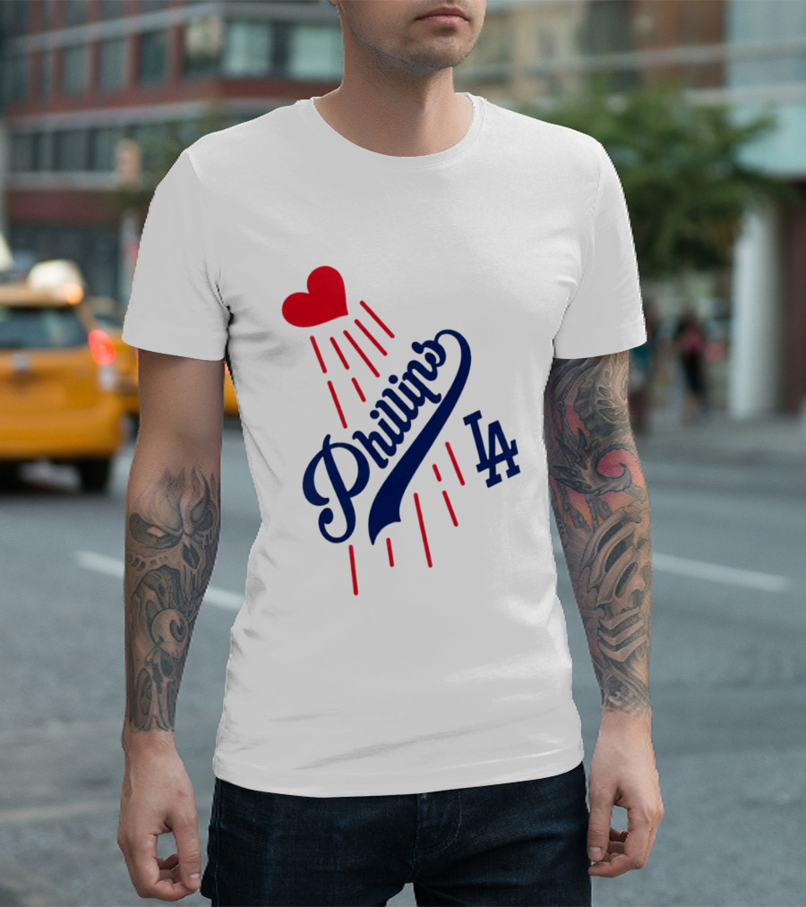 Phillies LA Love Heart Dodgers 14 T-Shirt