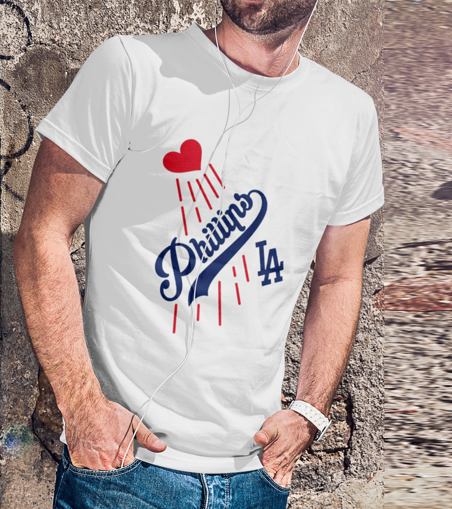Phillies LA Love Heart Dodgers 14 T-Shirt