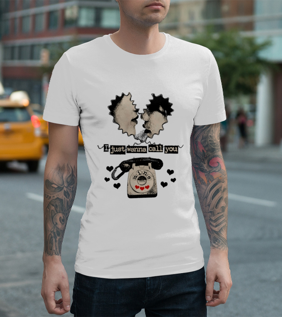 I Just Wanna Call You Mine Romantic Telephone Hearts T-Shirt