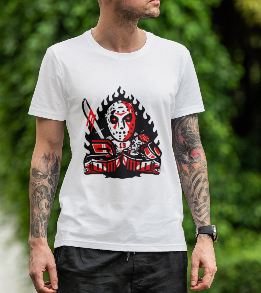 Jason Voorhees 13 Hockey Mask Friday The 13th Sports Horror T-Shirt