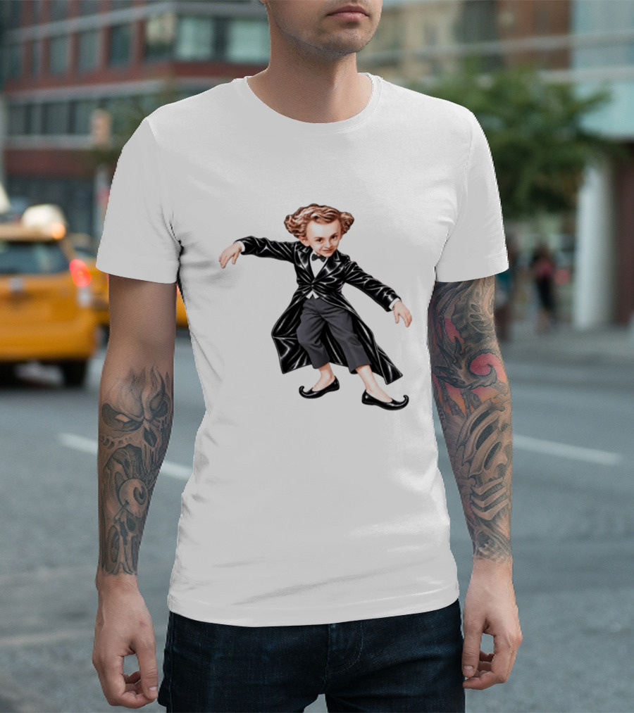 Tiptoeing Boy Black Coat Bow Tie T-Shirt