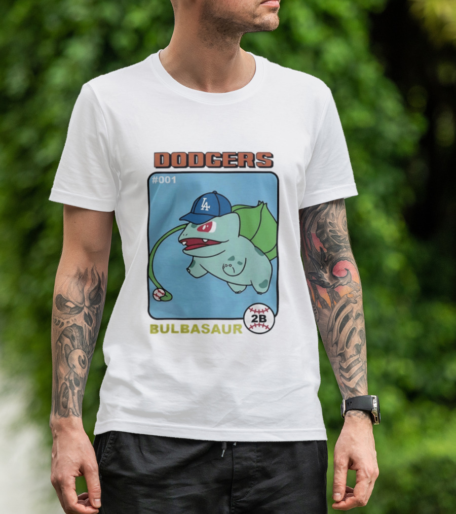 Dodgers Bulbasaur LA Baseball Anime Cartoon 2B T-Shirt