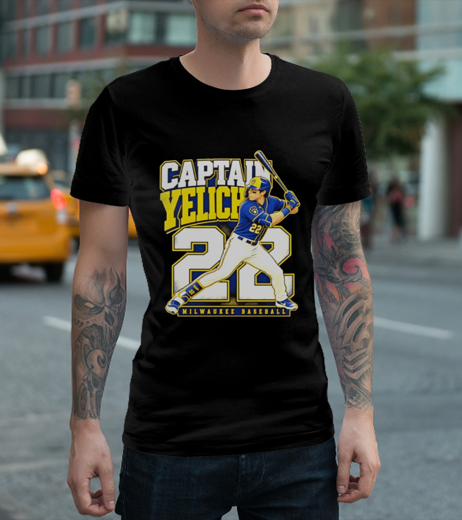 Captain Yelich 22 Milwaukee Baseball T-Shirt