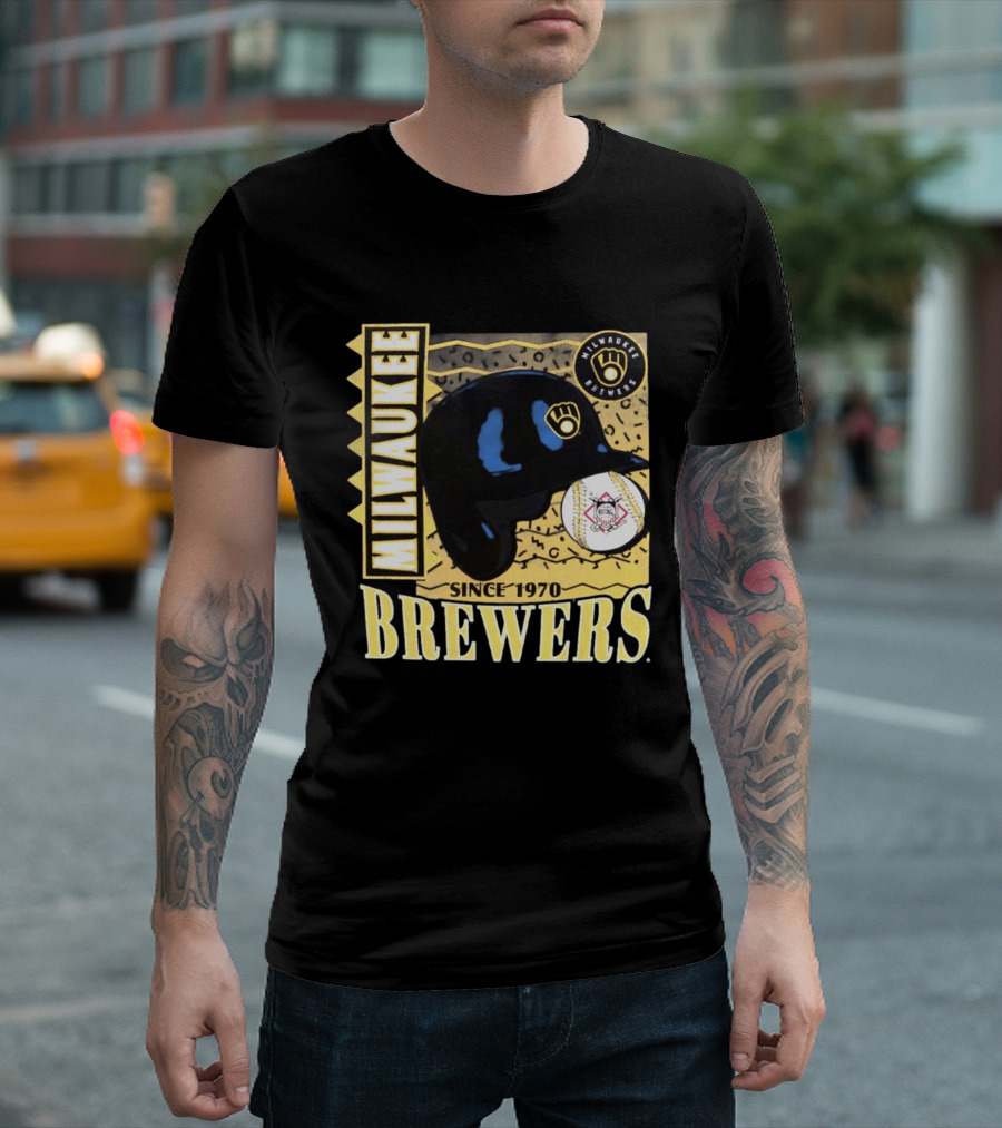Milwaukee Brewers Baseball Helmet Since 1970 T-Shirt