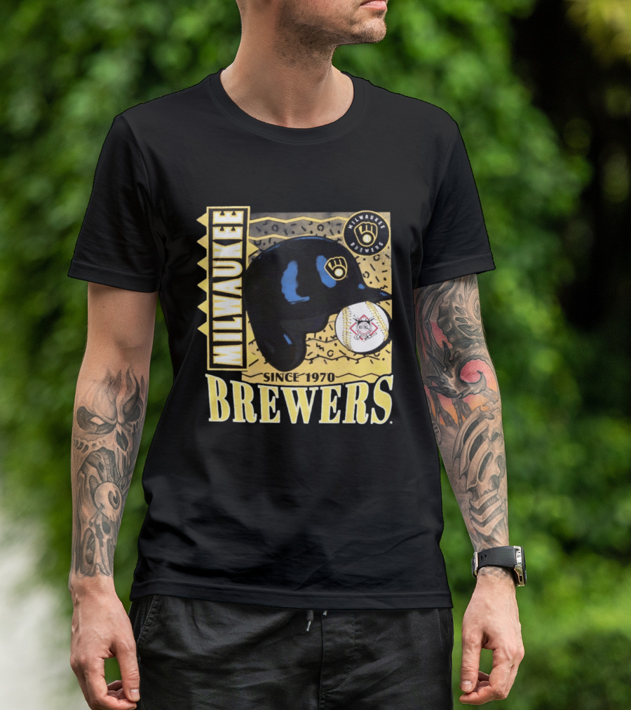 Milwaukee Brewers Baseball Helmet Since 1970 T-Shirt