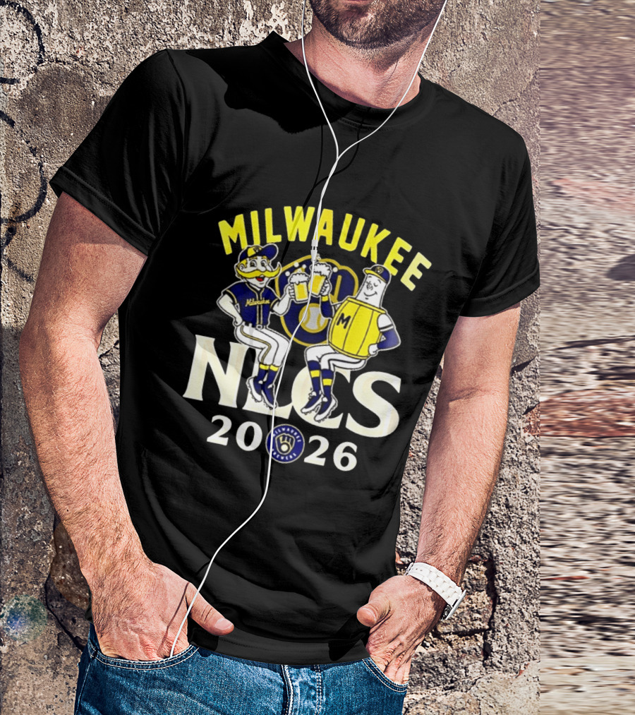 Milwaukee Brewers NLCS 2026 Beer Celebration With Glove T-Shirt