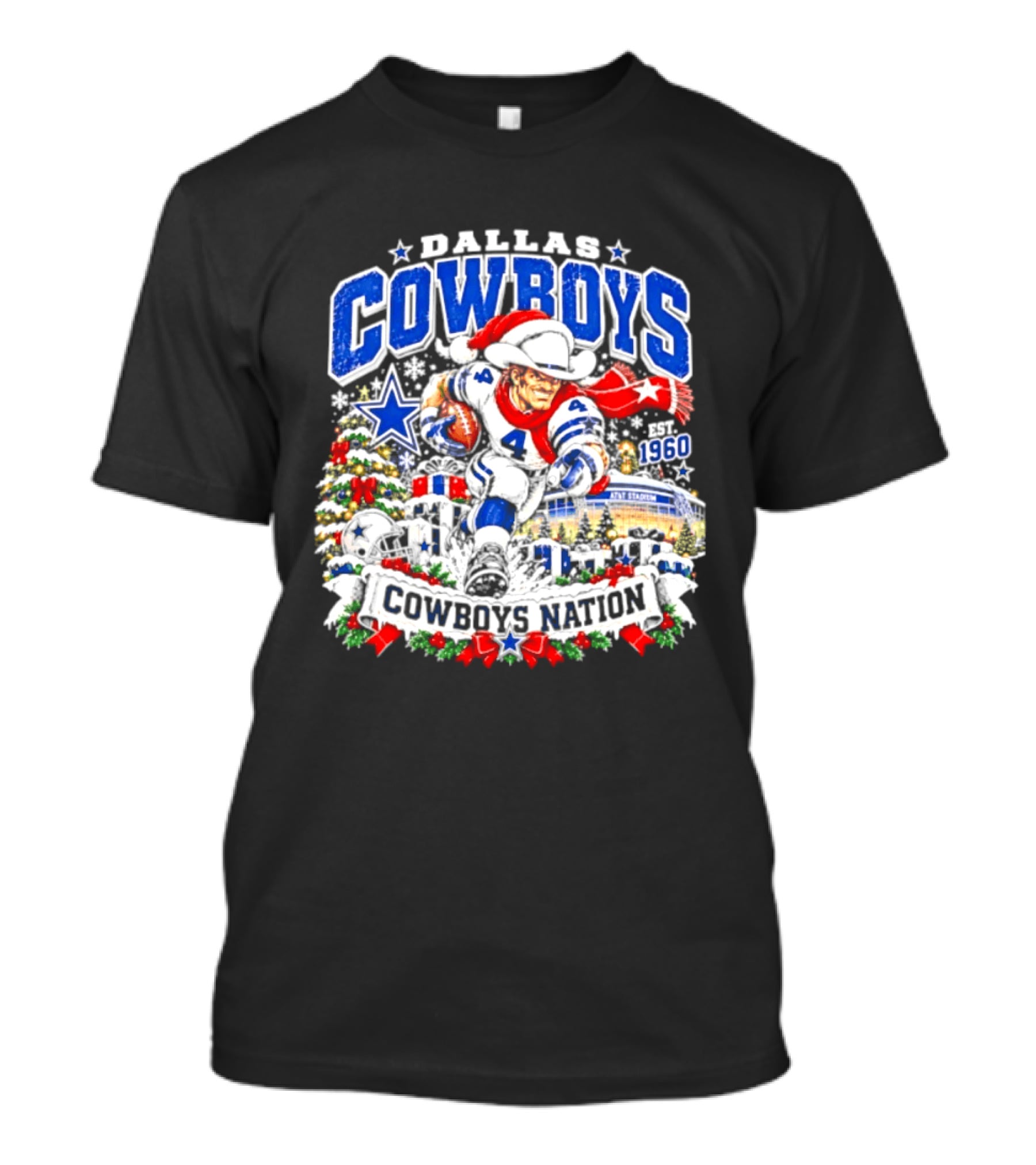 Dallas Cowboys Santa 1960 AT&T Stadium Christmas Cowboys Nation T-Shirt