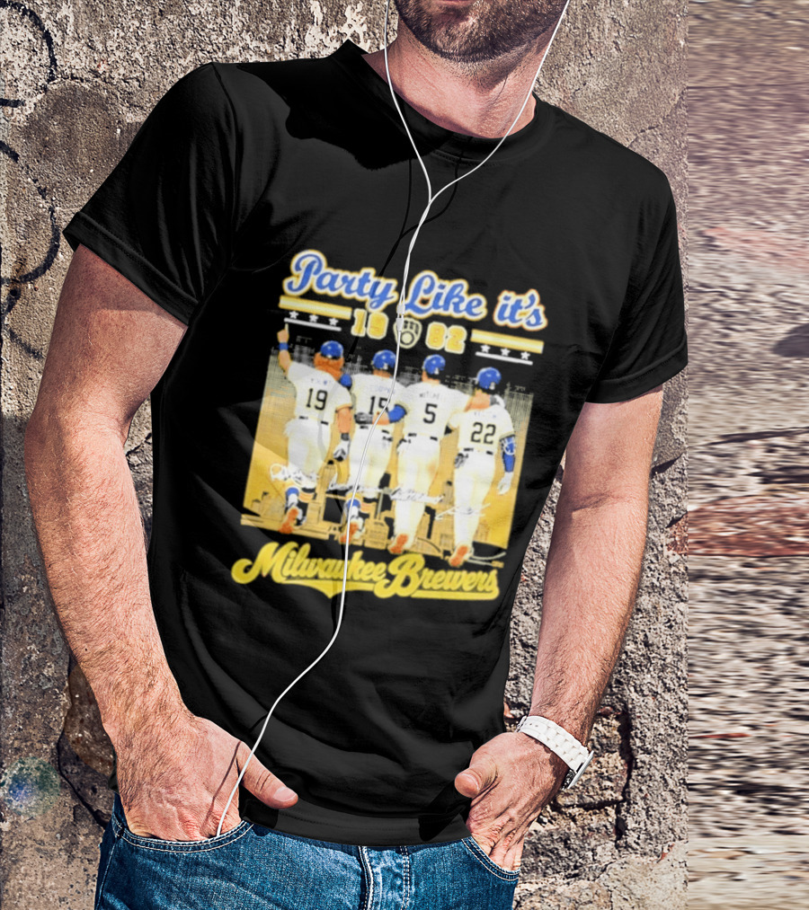 Party Like It's 1982 Milwaukee Brewers City Skyline Signatures T-Shirt