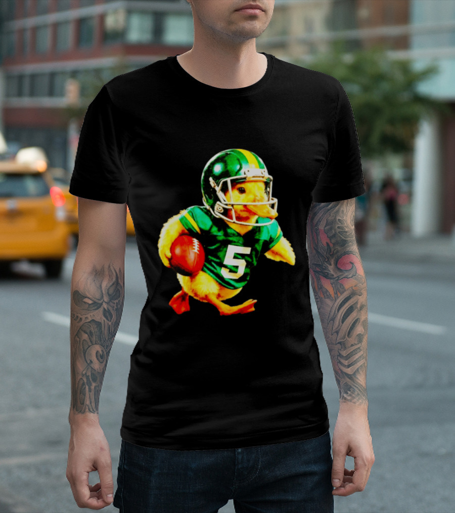 Oregon Ducks Football Duck Wearing Helmet And Jersey Number 5 T-Shirt