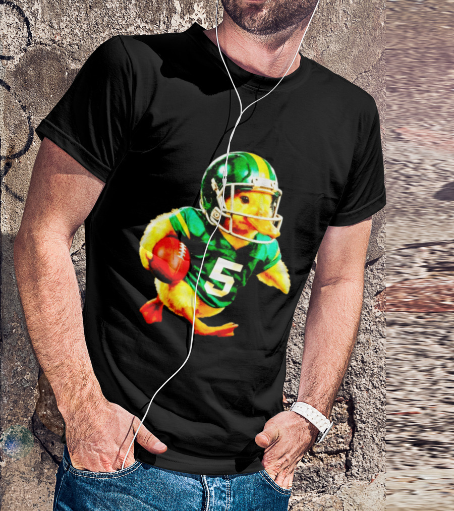 Oregon Ducks Football Duck Wearing Helmet And Jersey Number 5 T-Shirt
