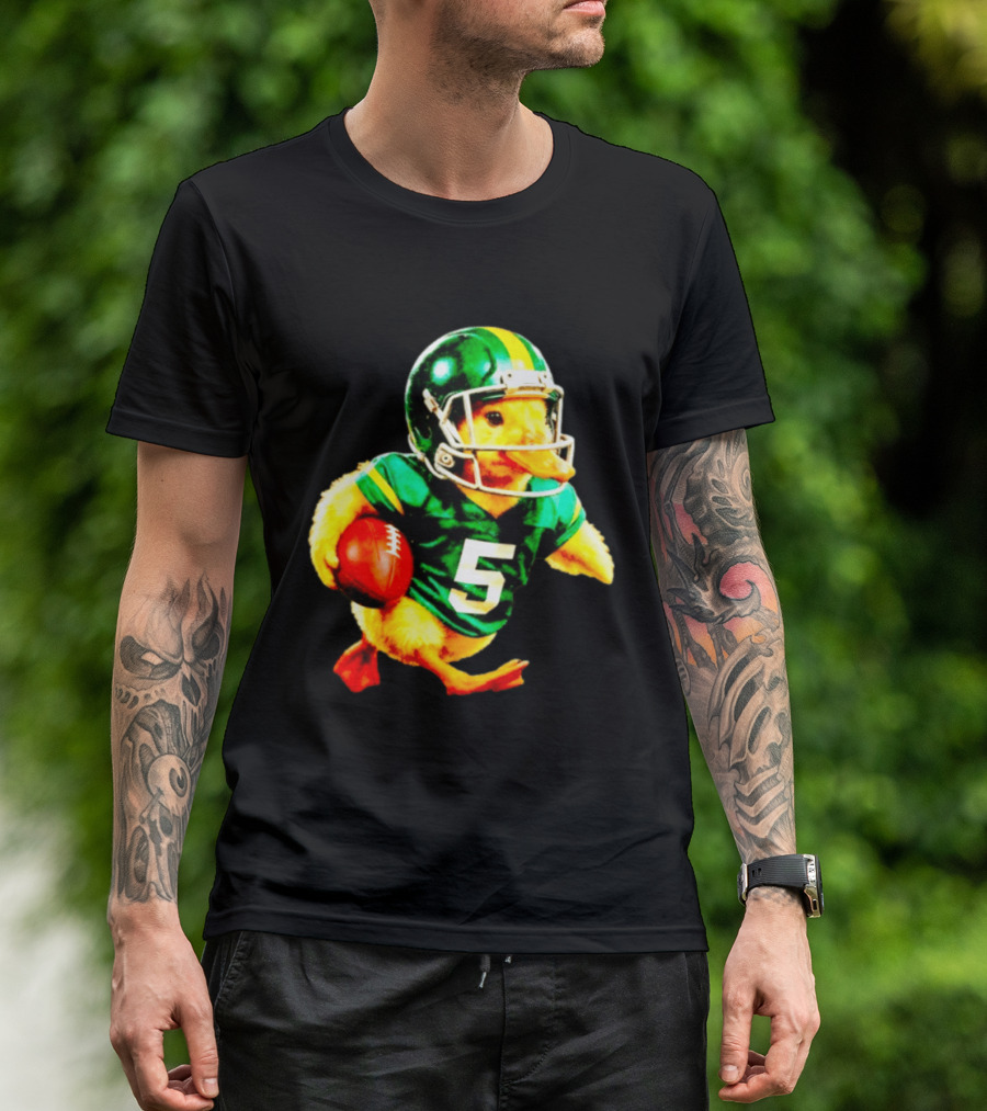 Oregon Ducks Football Duck Wearing Helmet And Jersey Number 5 T-Shirt