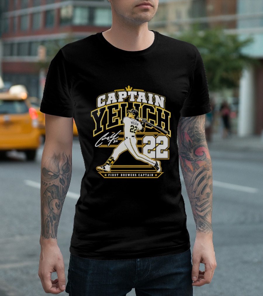 Captain Yelich 22 First Brewers Captain Milwaukee Brewers T-Shirt