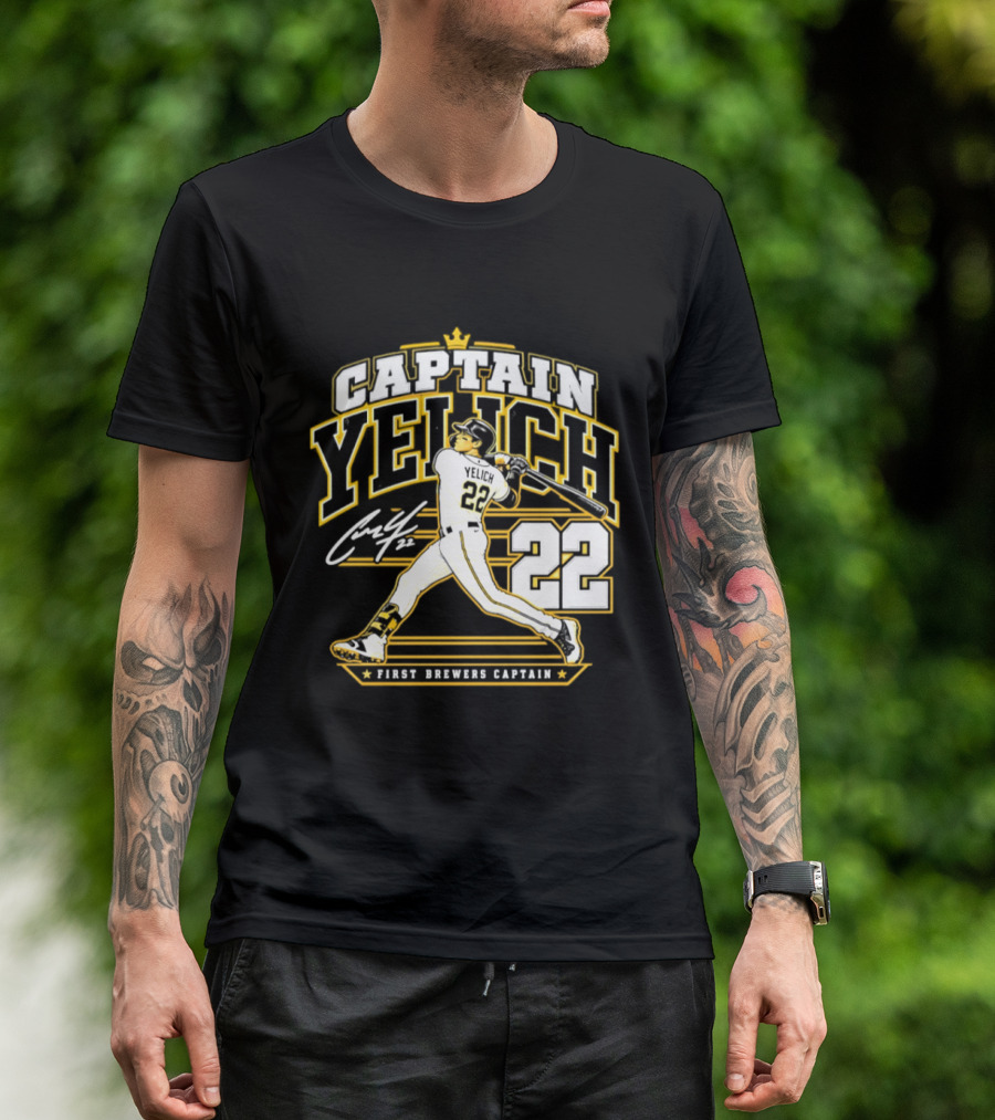 Captain Yelich 22 First Brewers Captain Milwaukee Brewers T-Shirt