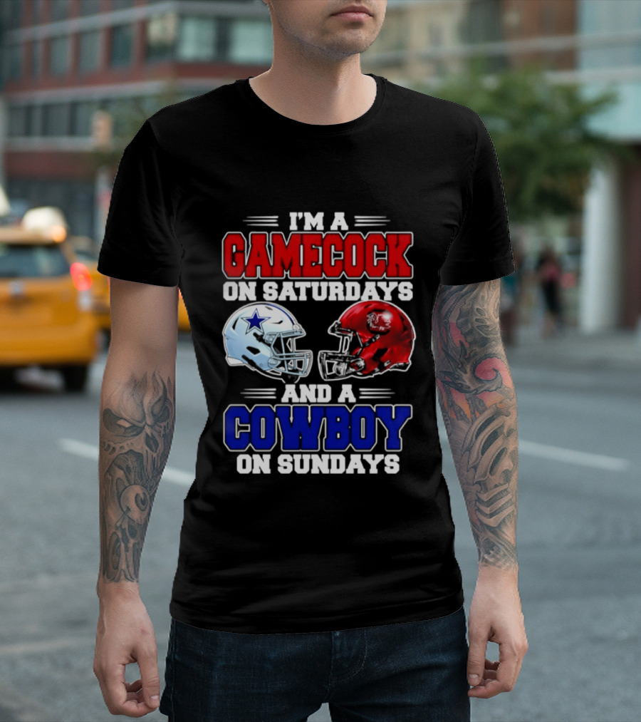 I'm A Gamecock On Saturdays And A Cowboy On Sundays Helmet Rivalry 2026 T-Shirt
