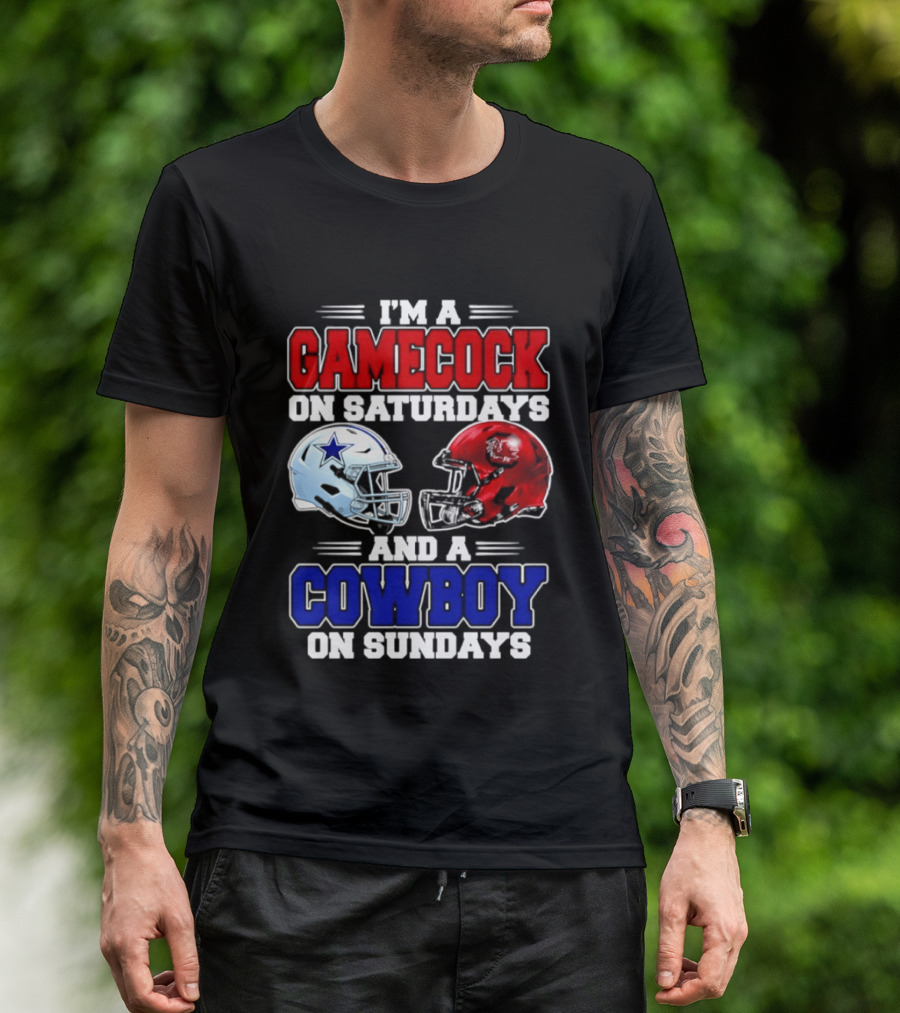 I'm A Gamecock On Saturdays And A Cowboy On Sundays Helmet Rivalry 2026 T-Shirt