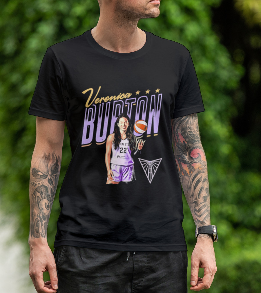 Veronica Burton Basketball Pose Valkyries Purple Orange 2026 T-Shirt