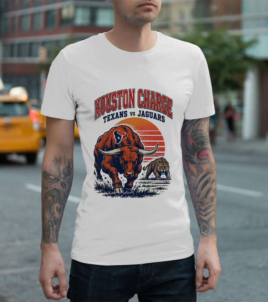 Houston Charge 2026 Texans Vs Jaguars Sunset Showdown T-Shirt