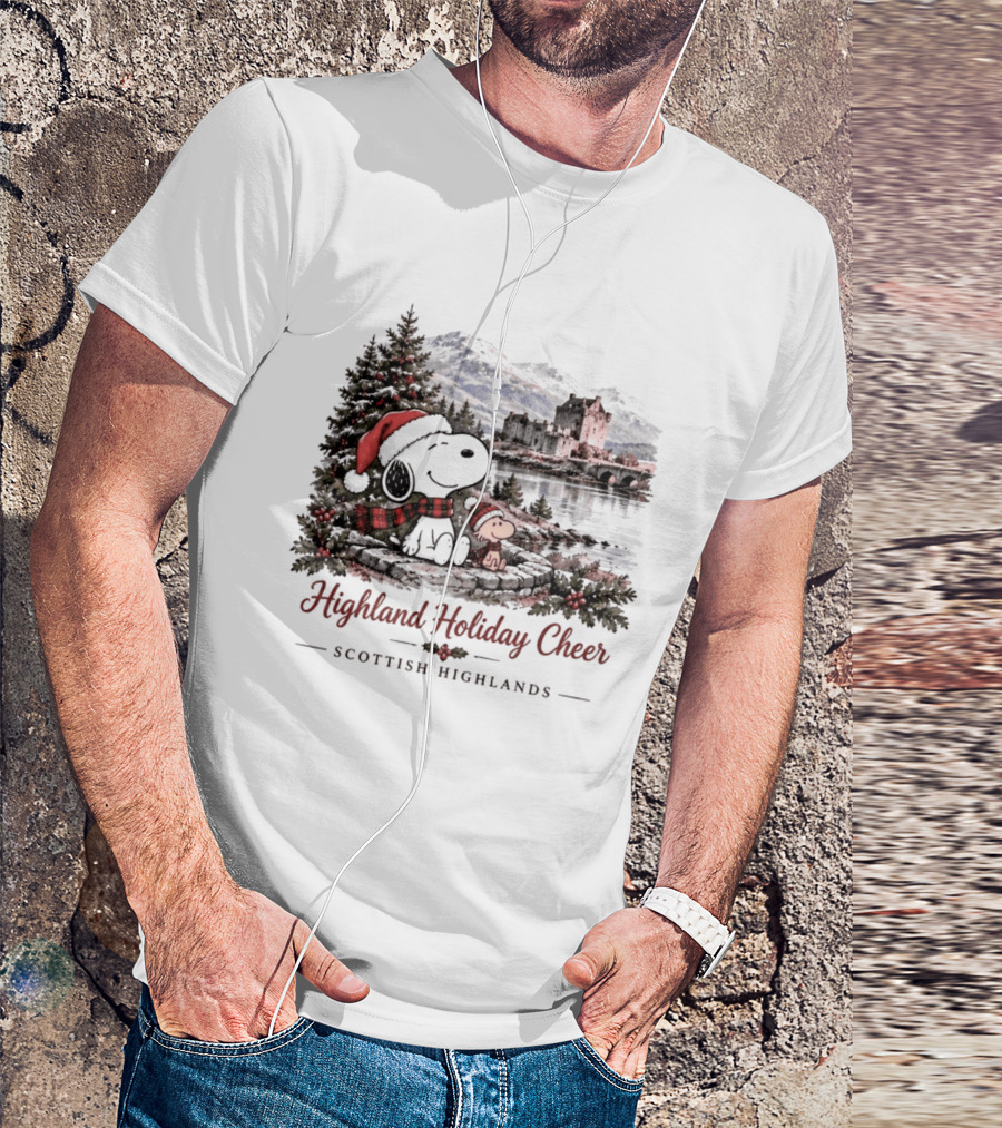 Highland Holiday Cheer Snoopy Scottish Highlands Christmas T-Shirt
