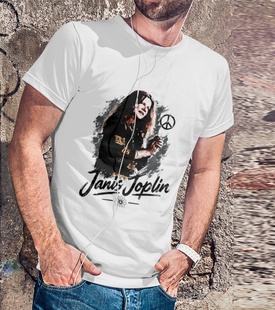 Janis Joplin Peace Sign Flower Rock Legend T-Shirt