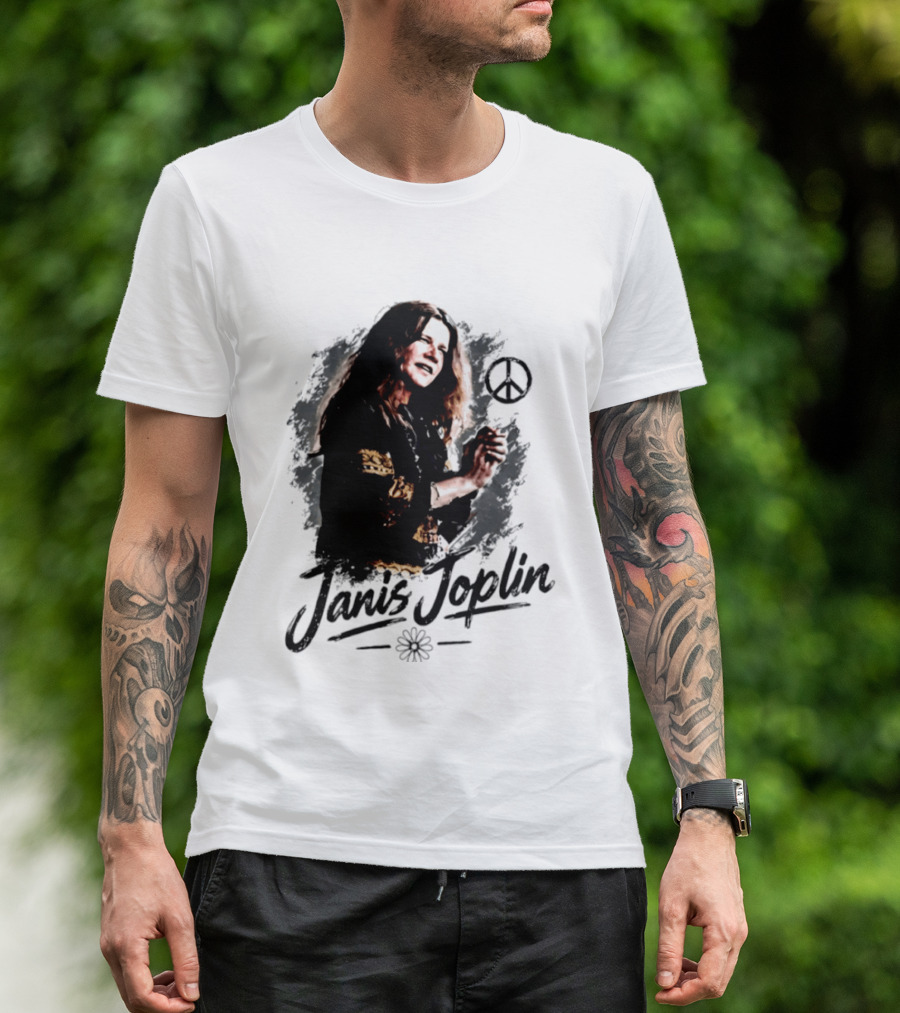 Janis Joplin Peace Sign Flower Rock Legend T-Shirt