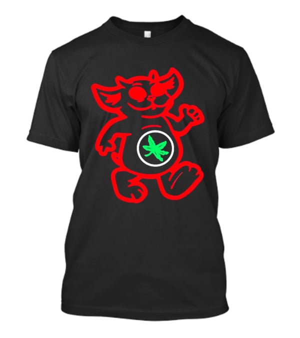 TØP X Buckeye 2026 Cartoon Cat Red Outline Green Leaf T-Shirt