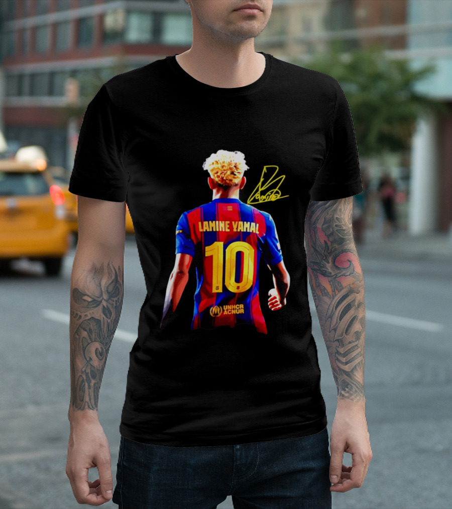 Lamine Yamal No 10 UNHCR ACNUR FC Barcelona T-Shirt
