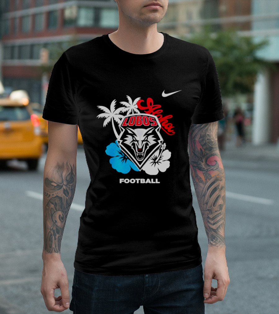 New Mexico Lobos Football Aloha 2026 Nike Tropical Palm Hibiscus T-Shirt