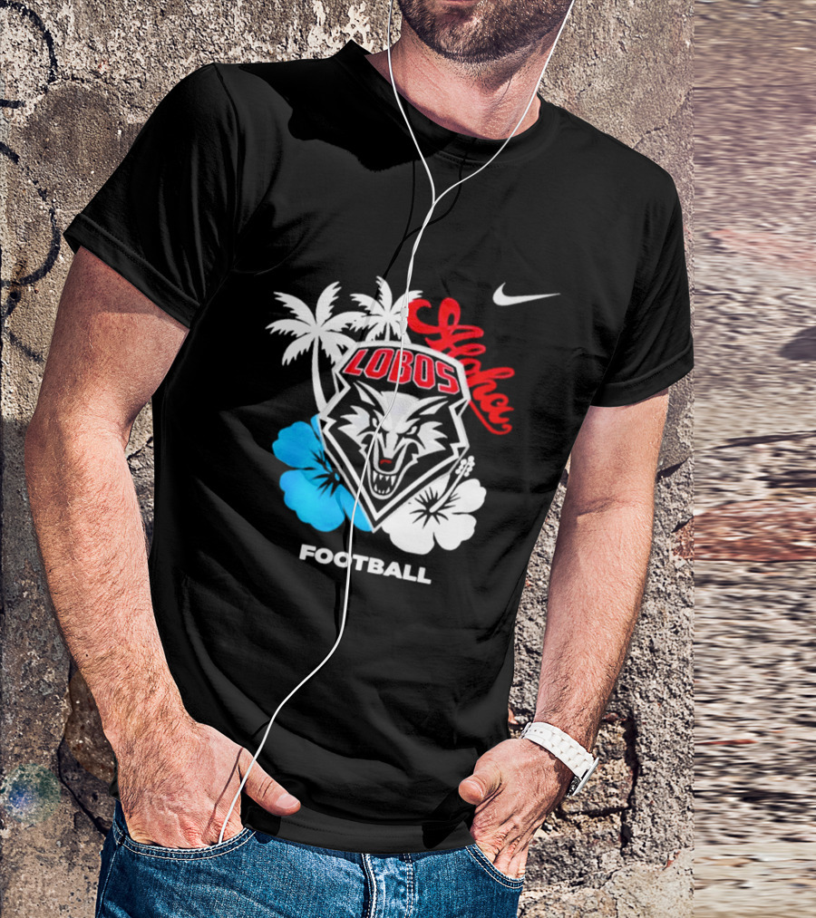 New Mexico Lobos Football Aloha 2026 Nike Tropical Palm Hibiscus T-Shirt
