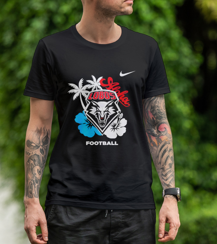 New Mexico Lobos Football Aloha 2026 Nike Tropical Palm Hibiscus T-Shirt