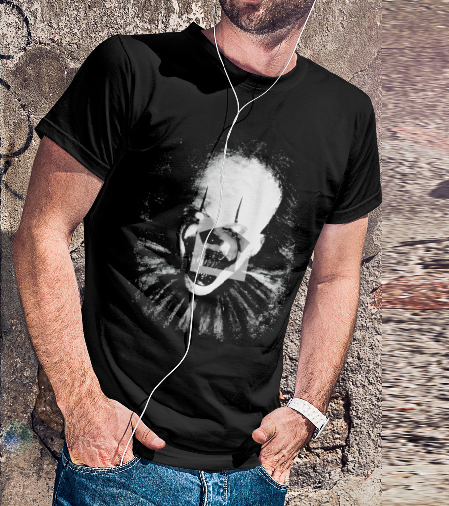 Pennywise The Dancing Clown Horror Movie Halloween Scary Face With Ruffled Collar T-Shirt
