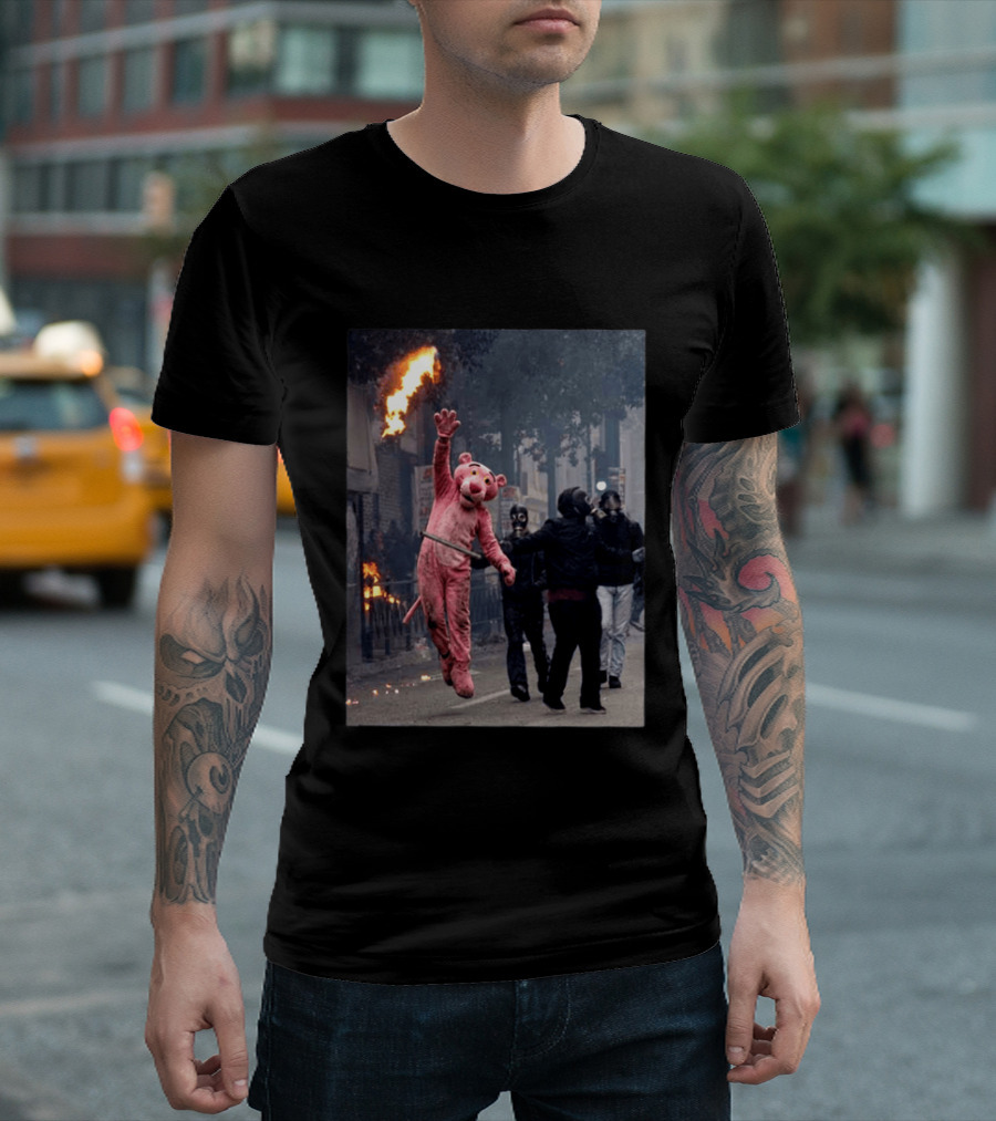 Pink Panther 2026 France Jump Amidst Protest Scene T-Shirt