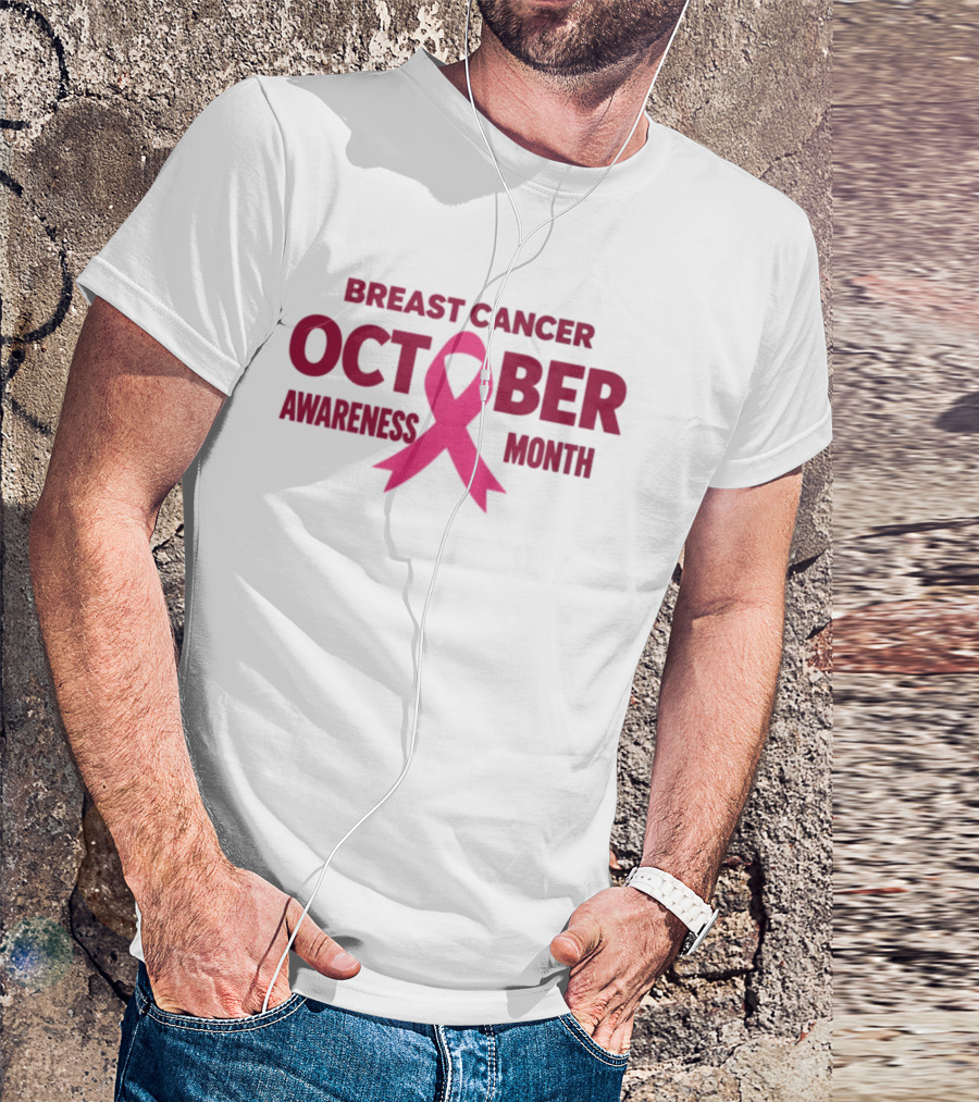 Breast Cancer Awareness October Month Pink Ribbon T-Shirt