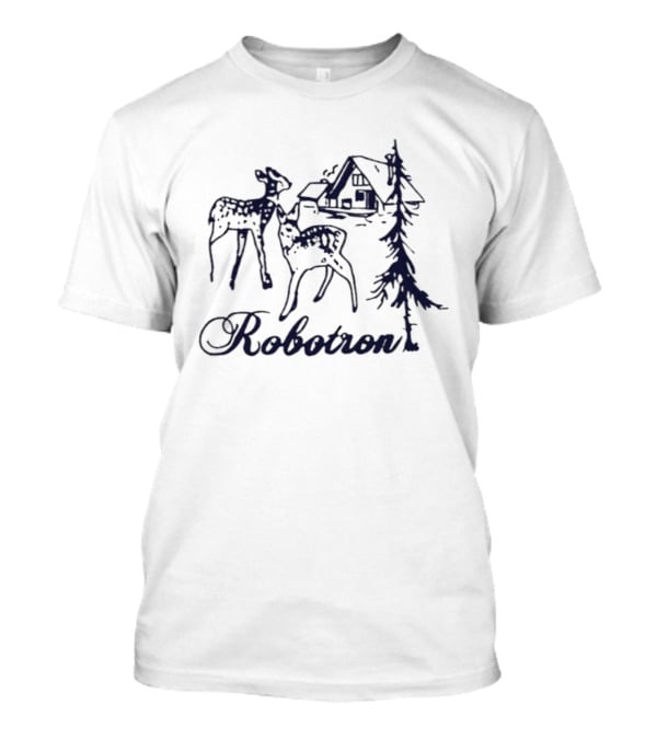 Robotron Deer And Cabin Nature Forest Scene T-Shirt