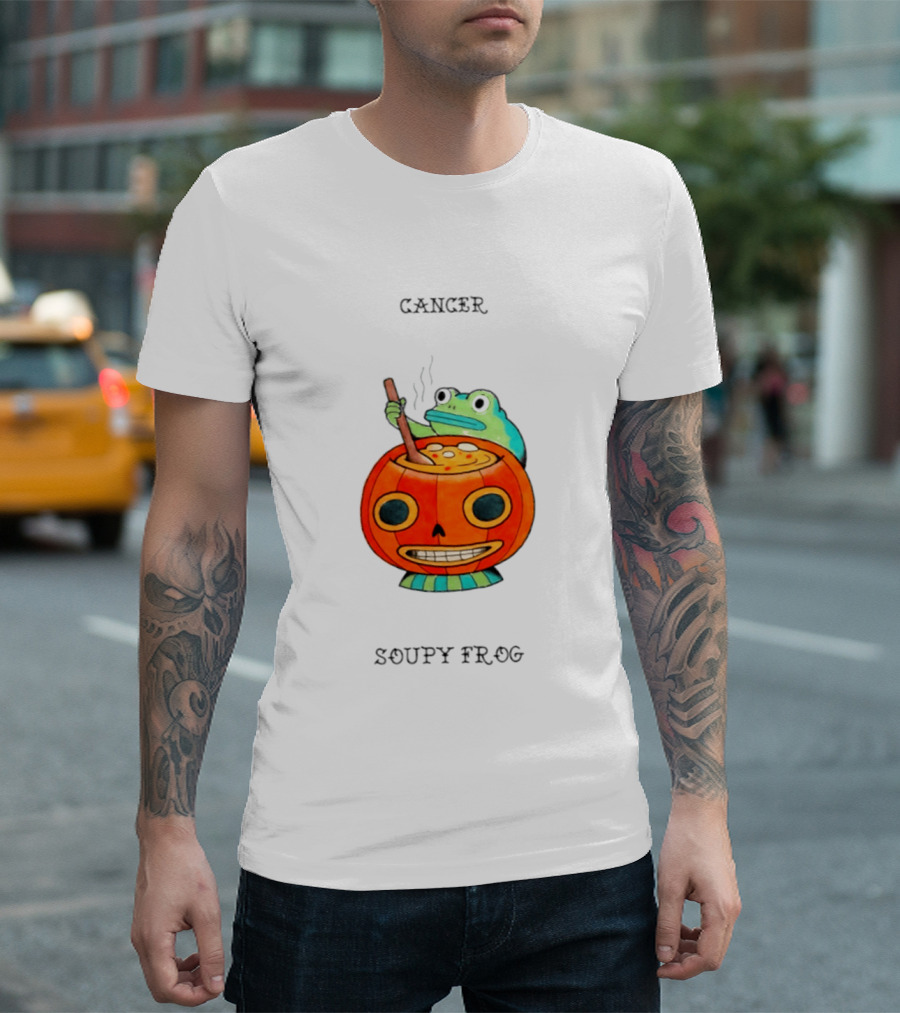Halloween Cancer Zodiac Soupy Frog Pumpkin T-Shirt
