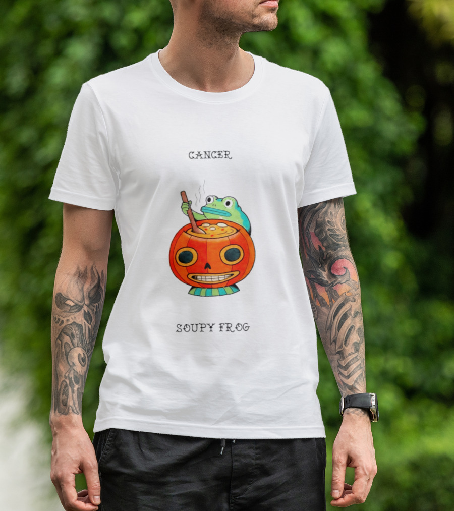 Halloween Cancer Zodiac Soupy Frog Pumpkin T-Shirt