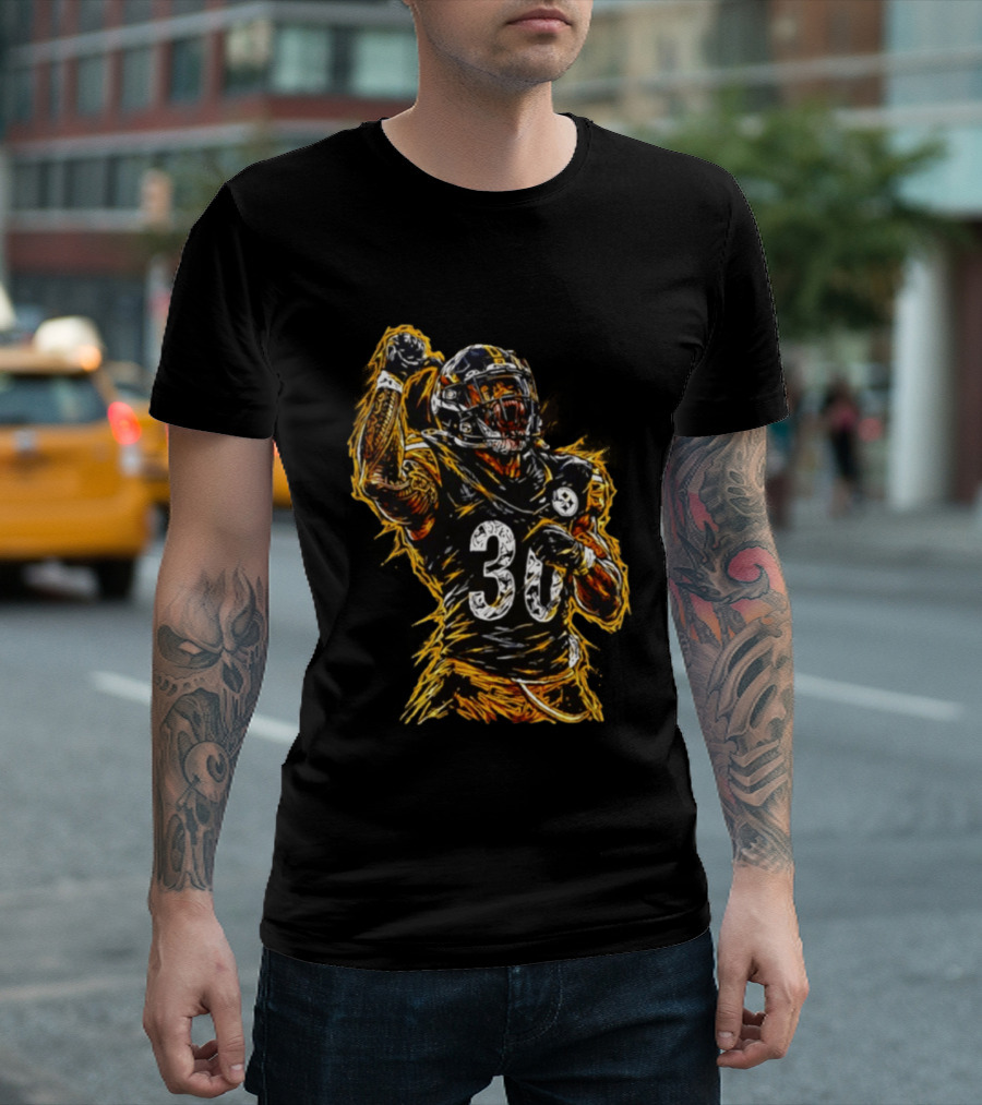 Pittsburgh Steelers Jaylen Warren 30 Scream NFL Football Player T-Shirt