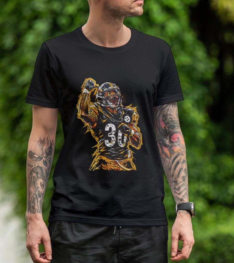 Pittsburgh Steelers Jaylen Warren 30 Scream NFL Football Player T-Shirt