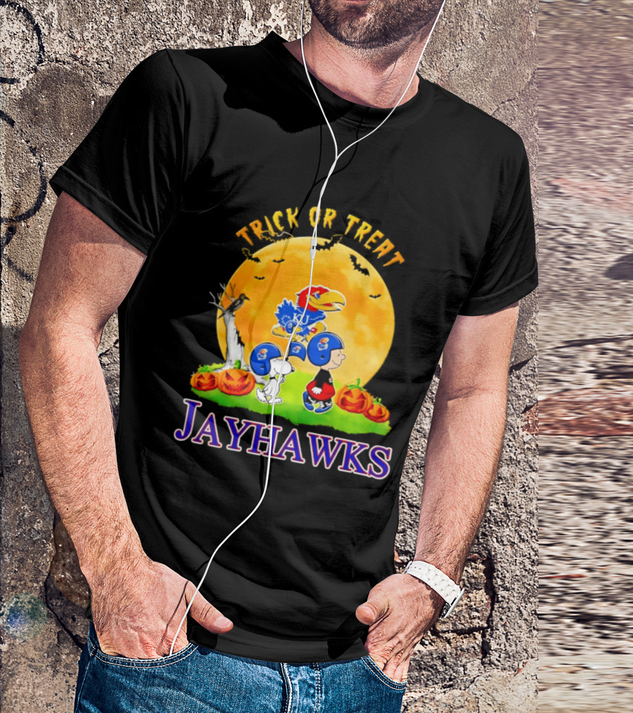 Kansas Jayhawks Peanuts Trick Or Treat Halloween Abbey Road 2026 T-Shirt