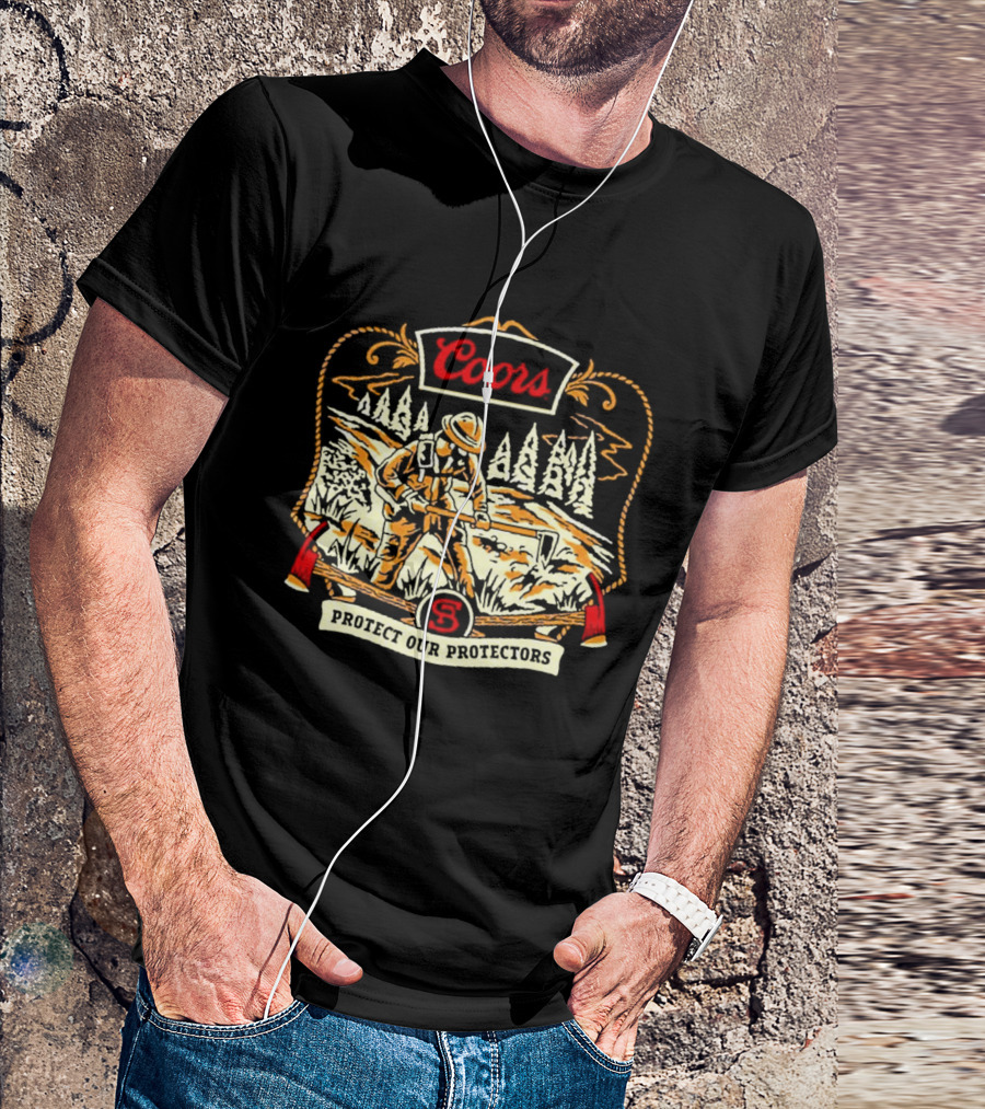 Coors Protect Our Protectors Wildland Firefighter Forest Scene T-Shirt