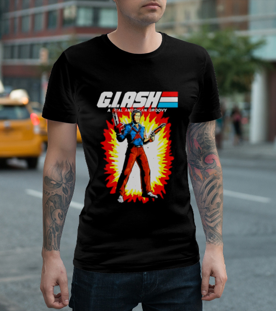 G.I. Ash A Real American Groovy Evil Dead Character Explosion T-Shirt
