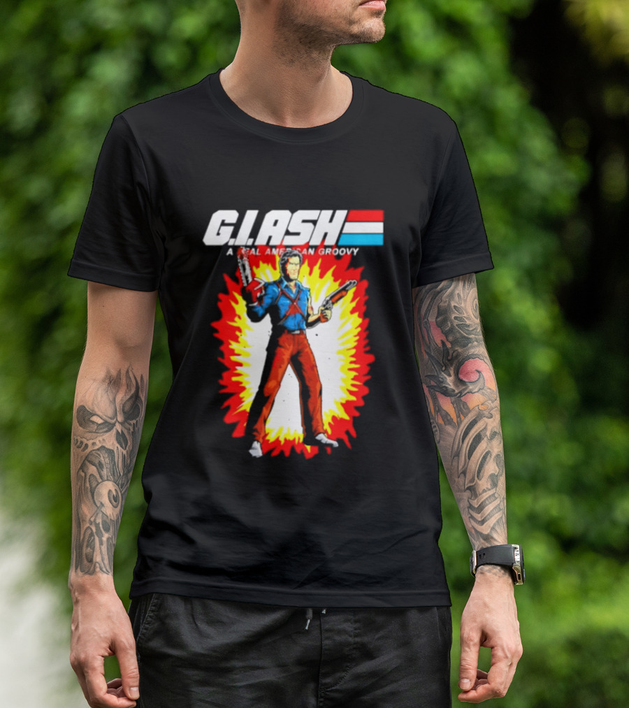 G.I. Ash A Real American Groovy Evil Dead Character Explosion T-Shirt