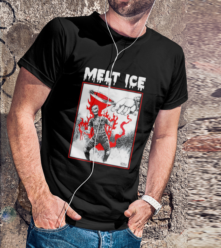 Melt ICE Anti Enforcement Art Black Melting Officer T-Shirt