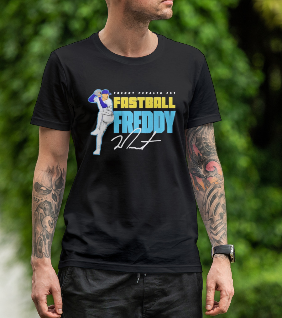 Freddy Peralta #51 Fastball Freddy Signature Pitching Pose T-Shirt