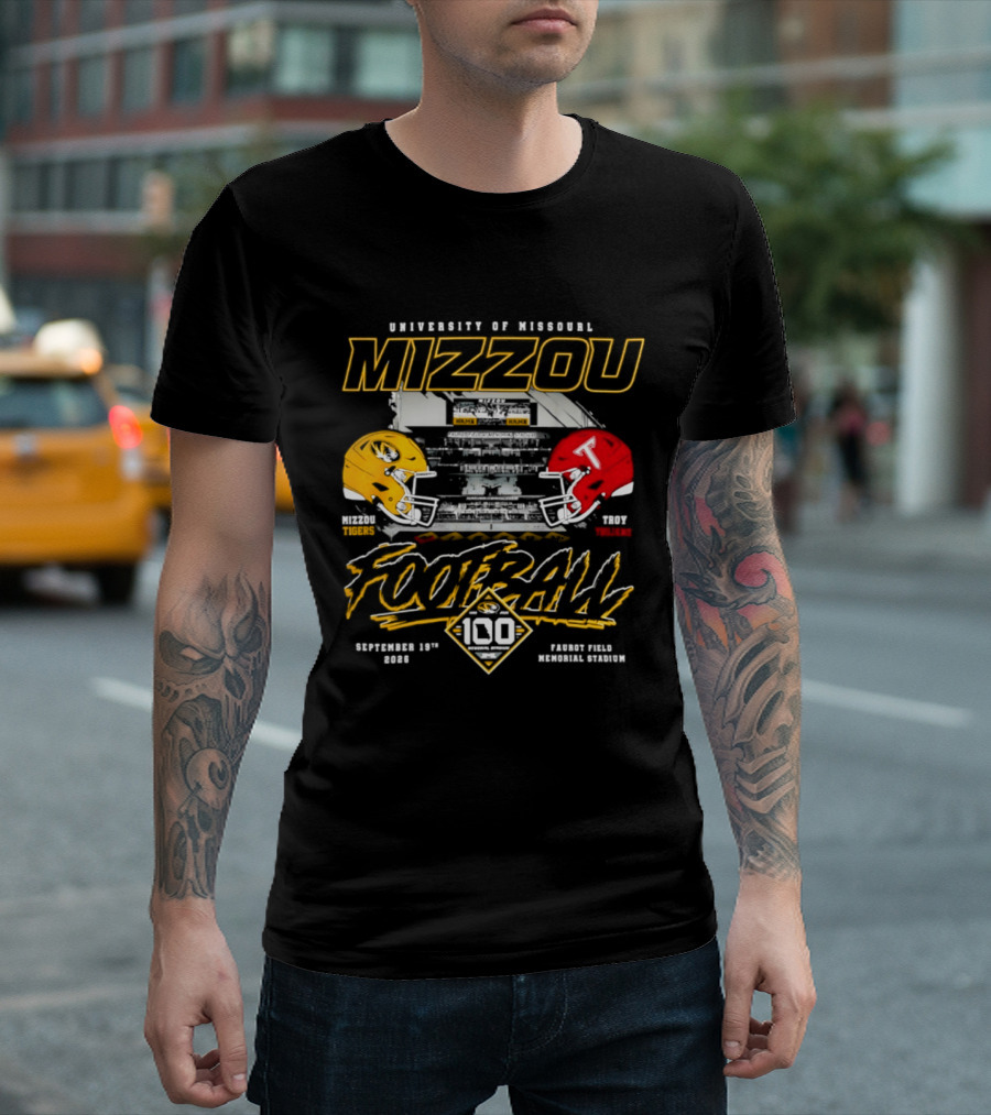 Mizzou Tigers Football Vs Troy Trojans Centennial Game September 19 2026 Faurot Field Memorial Stadium T-Shirt