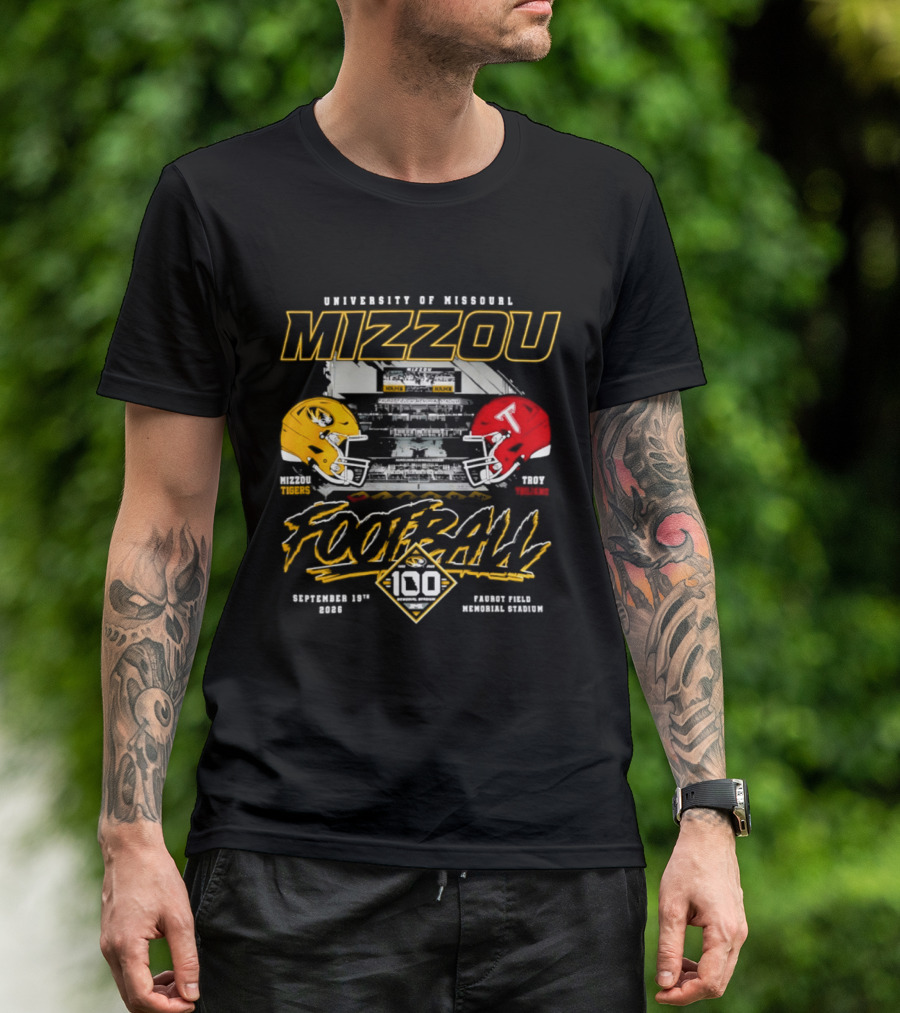 Mizzou Tigers Football Vs Troy Trojans Centennial Game September 19 2026 Faurot Field Memorial Stadium T-Shirt