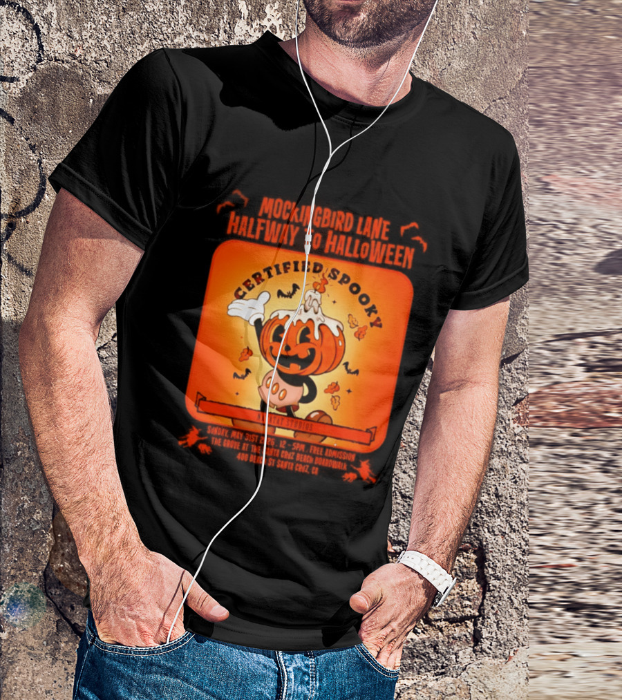Mockingbird Lane Halfway To Halloween Certified Spooky Natatat Studios Vintage Cartoon Pumpkin T-Shirt